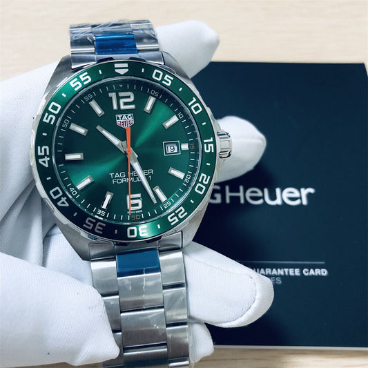 TAG Heuer Formula 1 Green Dial 43mm Men's Quartz Steel Watch WAZ1017.BA0842